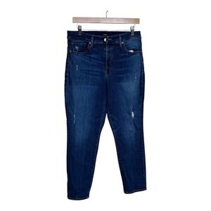 Express Cropped Skinny High Rise Distressed Blue Wash Jeans Size 12R Women